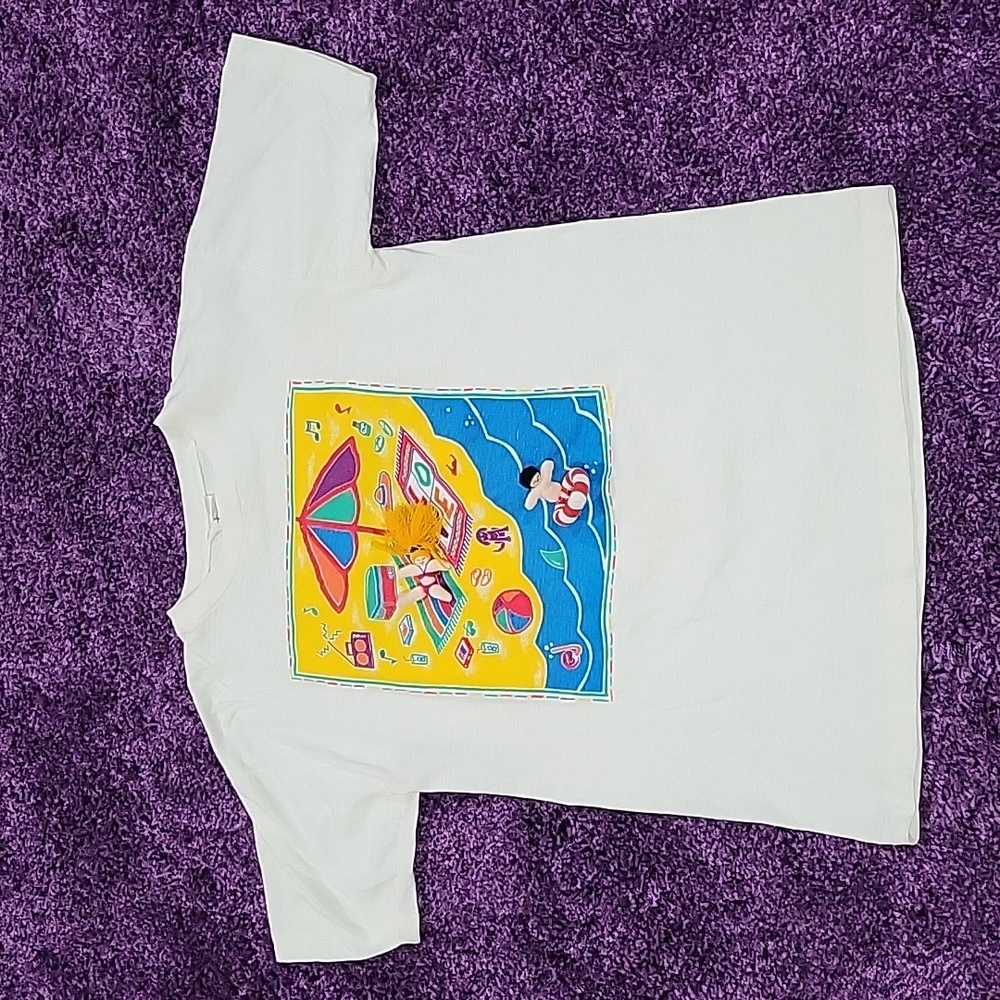 Vintage 80s  Art By Design Beach Graphic Art Shirt